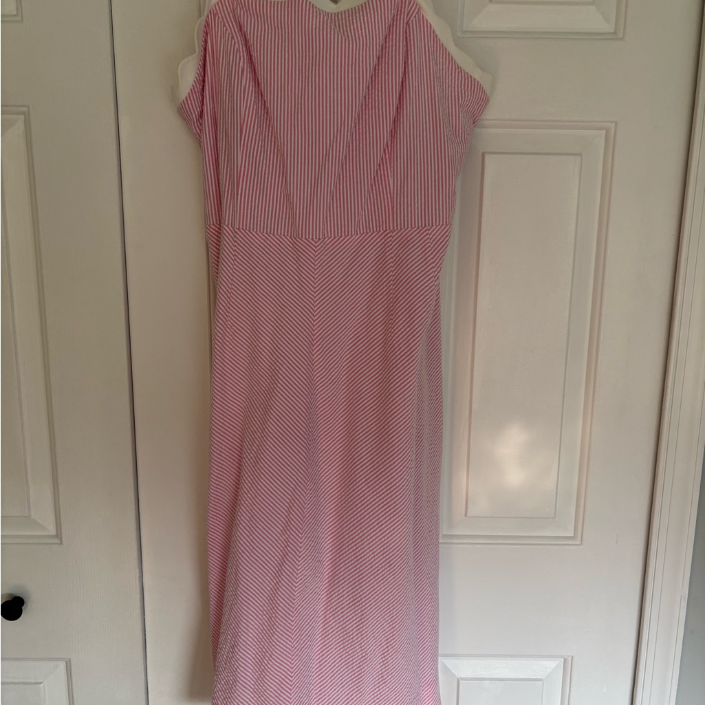 Lilly Pulitzer Pink And White Striped Sleeveless Maxi Dress